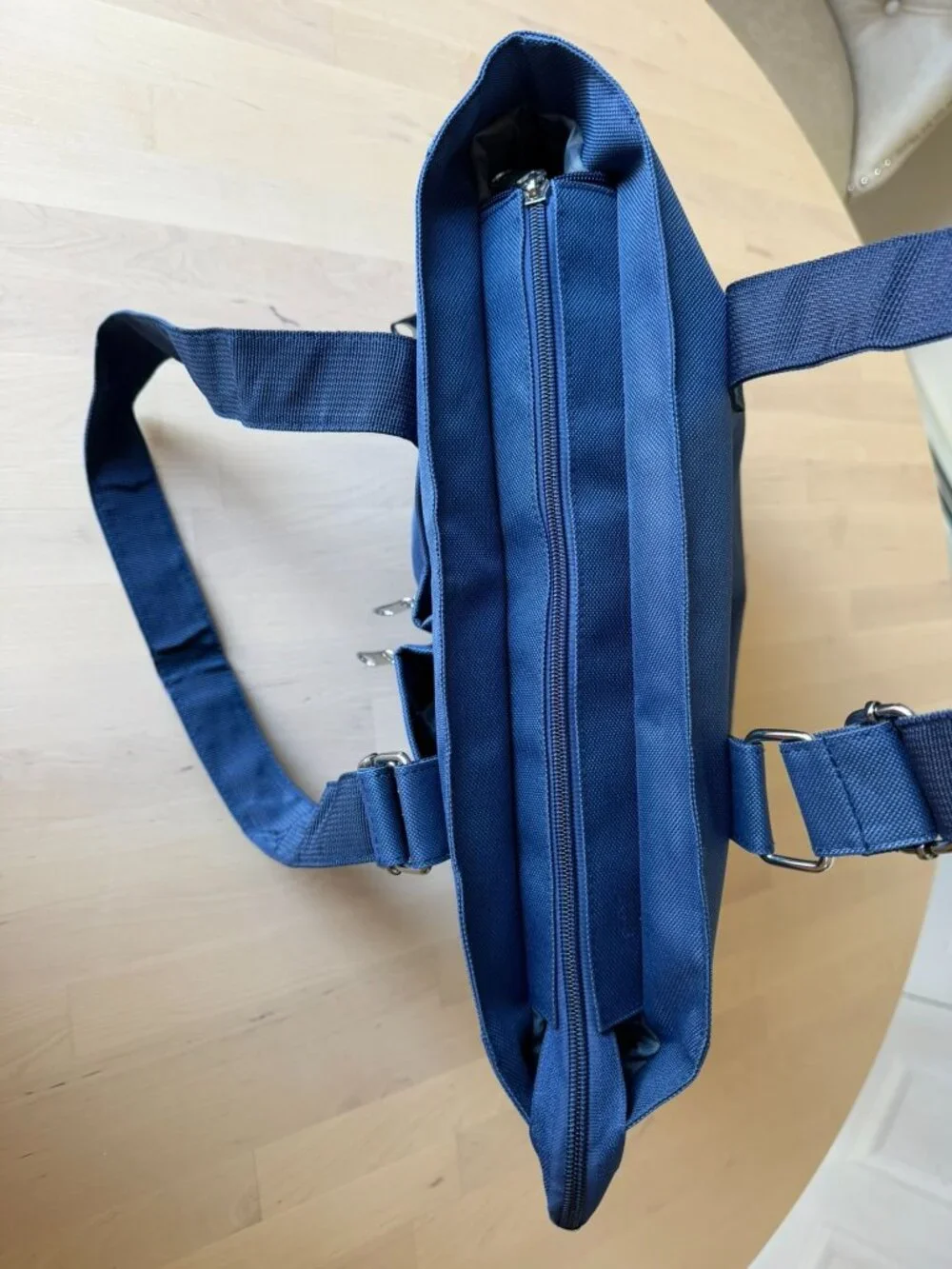 Waterproof Nylon Travel Tote Laptop Work Bag Navy Blue Multi Pocket Organizer